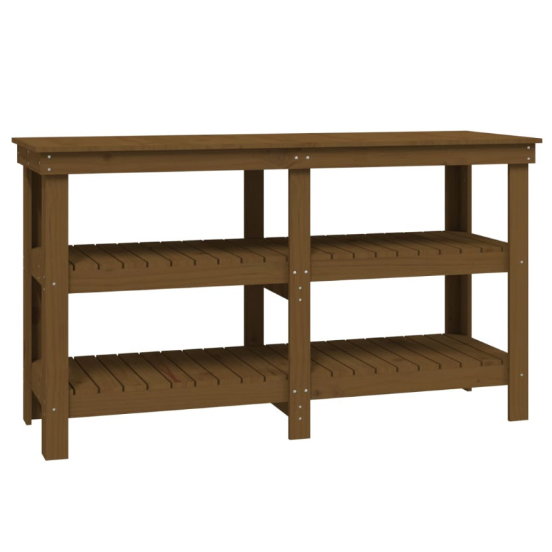 Banc de travail Marron miel 142,5x50x80 cm Bois de pin massif