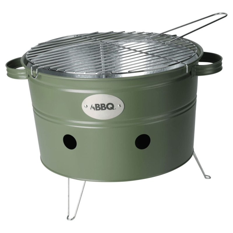 ProGarden Seau à barbecue avec 2 poignées 34,5 cm vert olive mat