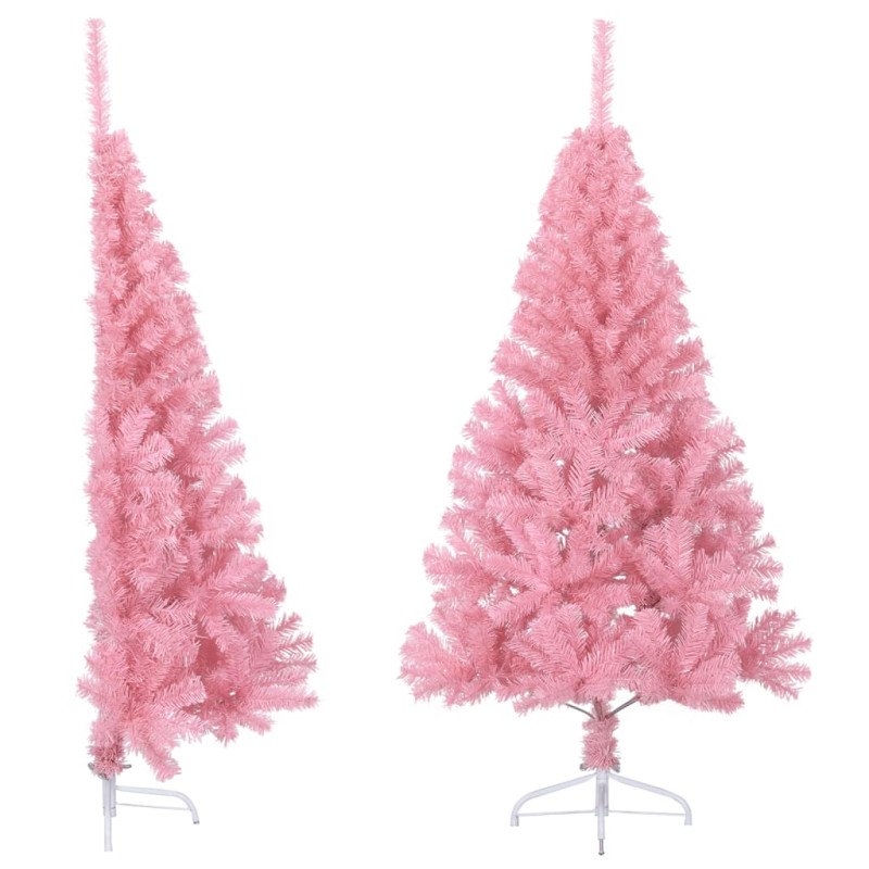 Demi sapin de Noël artificiel avec support Rose 120 cm PVC