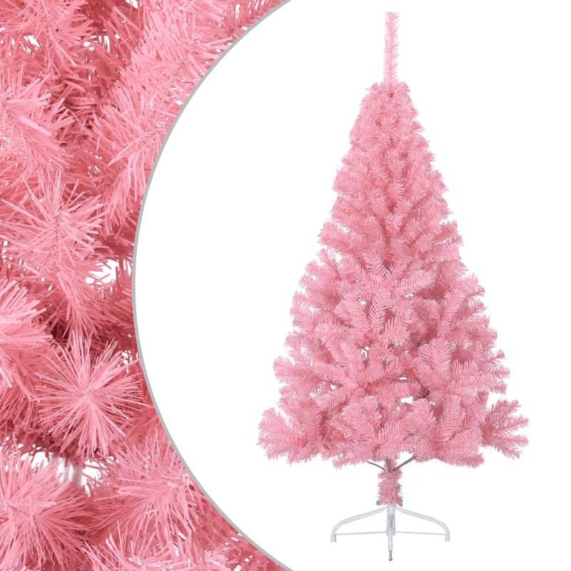 Demi sapin de Noël artificiel avec support Rose 120 cm PVC