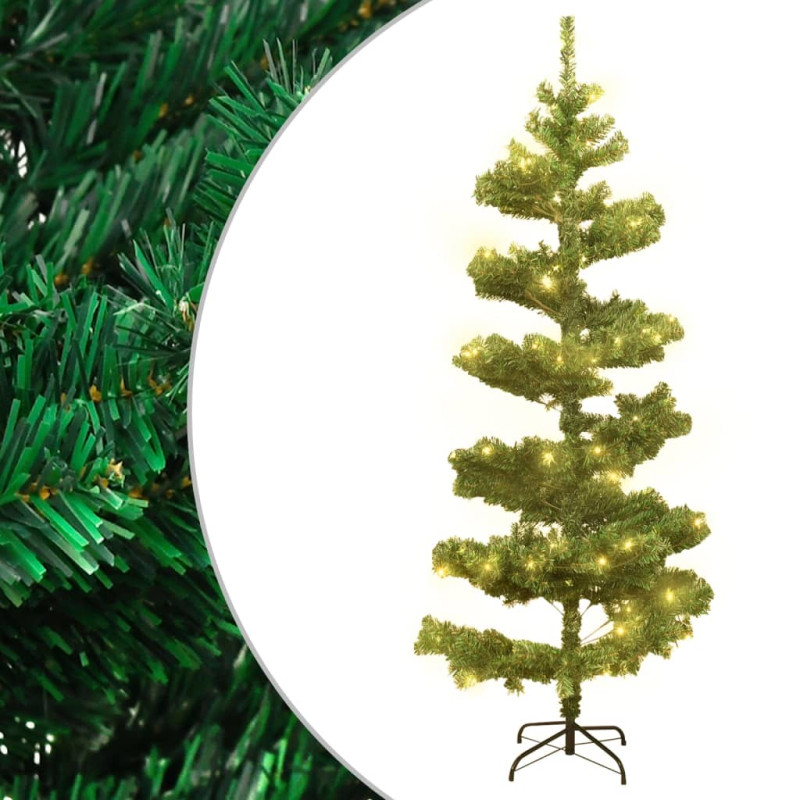 Arbre de Noël hélicoïdal pré éclairé et support vert 180 cm PVC