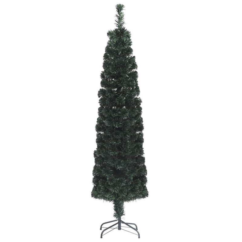 Arbre de Noël artificiel mince et support 210 cm fibre optique