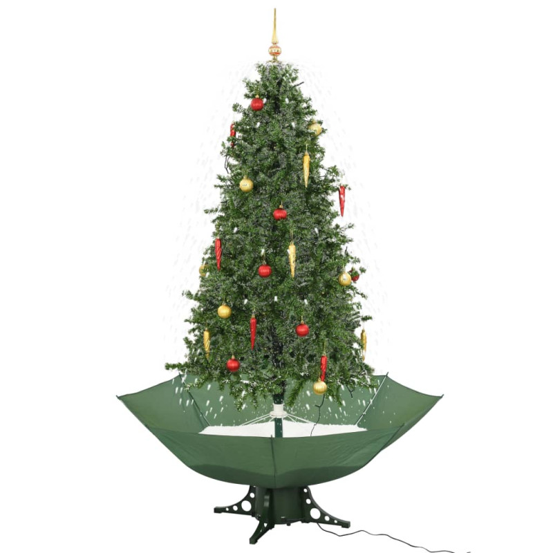 Arbre de Noël neigeux avec base de parapluie Vert 190 cm