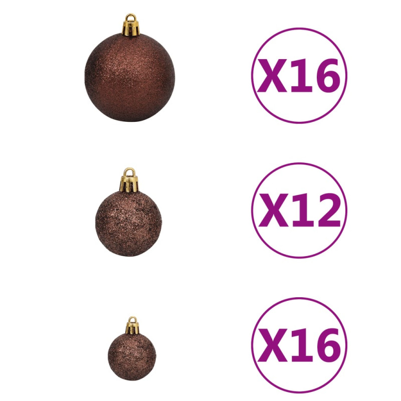 Ensemble de boules de Noël 100 pcs 3 4 6 cm Marron Bronze Doré