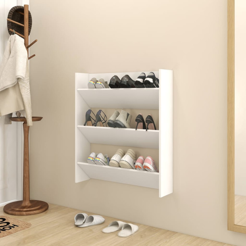 Armoire à chaussures murale blanc 80x18x90 cm bois d ingénierie