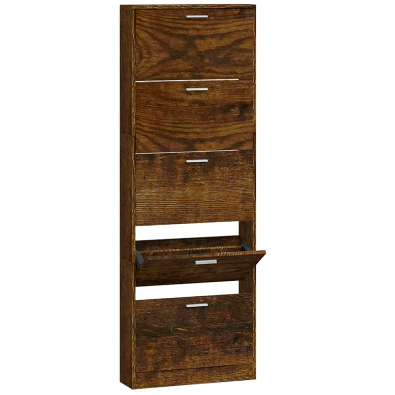 Armoire à chaussures Chêne fumé 59x17x169 cm Bois d ingénierie