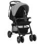 Poussette pour bébé 2 en 1 Gris clair et noir Acier