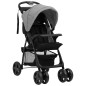 Poussette pour bébé 2 en 1 Gris clair et noir Acier