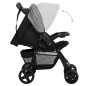 Poussette pour bébé 2 en 1 Gris clair et noir Acier