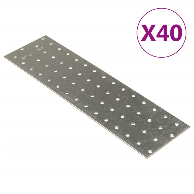 Plaques perforées 40 pcs 2 mm 300x80 mm acier galvanisé