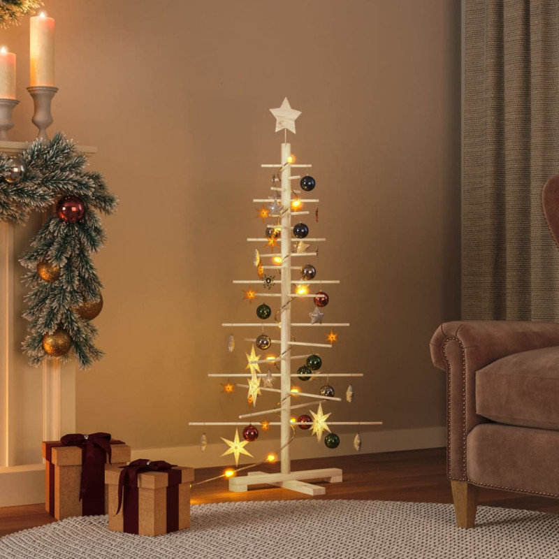 Arbre de Noël en bois pour décoration 125 cm bois massif de pin