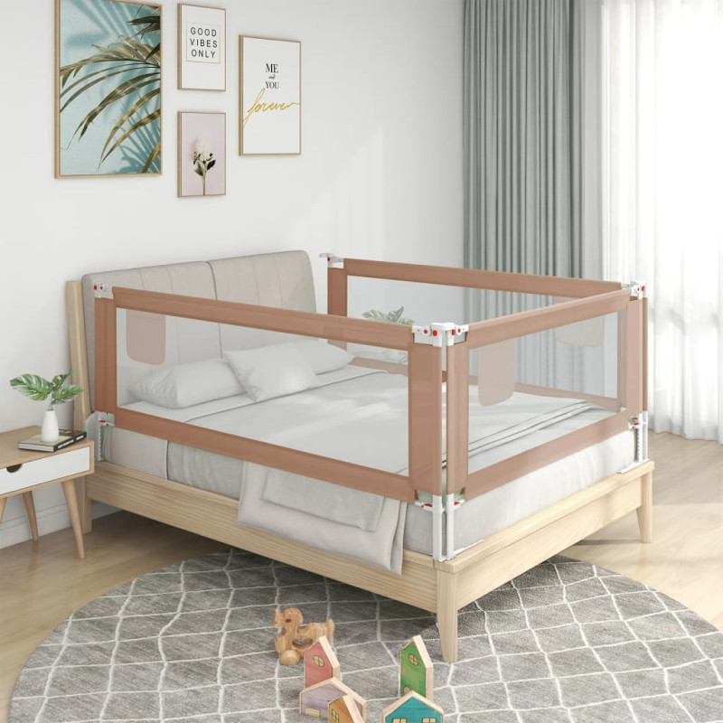 Barrière de sécurité de lit d enfant Taupe 140x25 cm Tissu