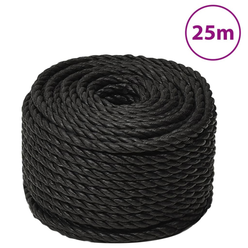 Corde de travail Noir 24 mm 25 m polypropylène