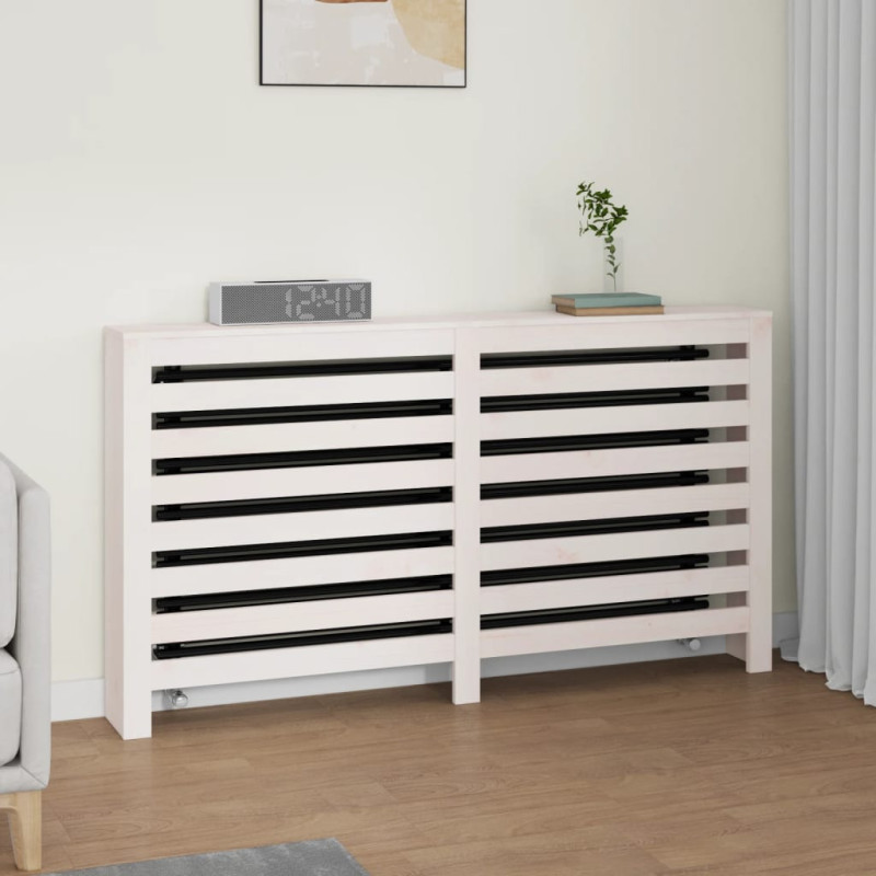 Cache radiateur Blanc 153x19x84 cm Bois massif de pin