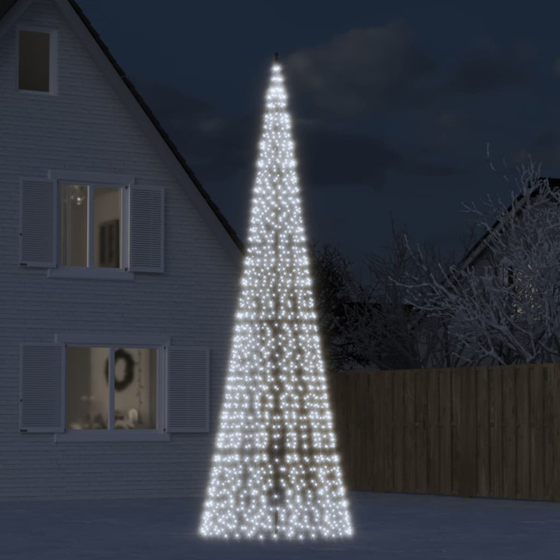 Arbre de Noël lumineux sur mât de drapeau 1534 LED blanc 500 cm