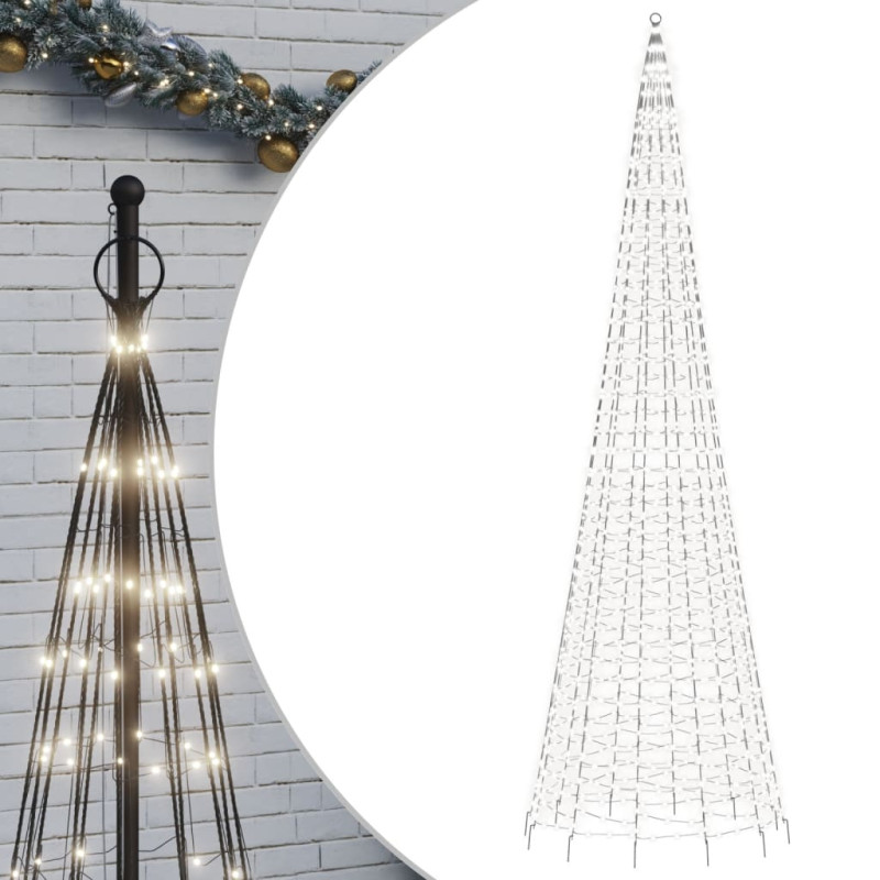 Arbre de Noël lumineux sur mât de drapeau 1534 LED blanc 500 cm