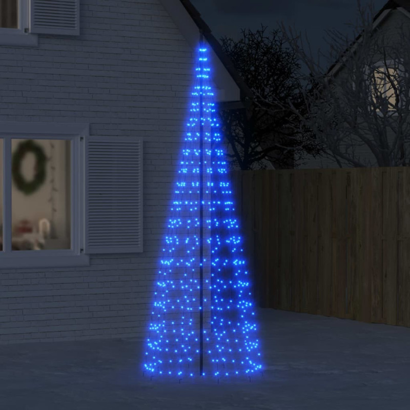 Arbre de Noël lumineux sur mât de drapeau 550 LED bleu 300 cm