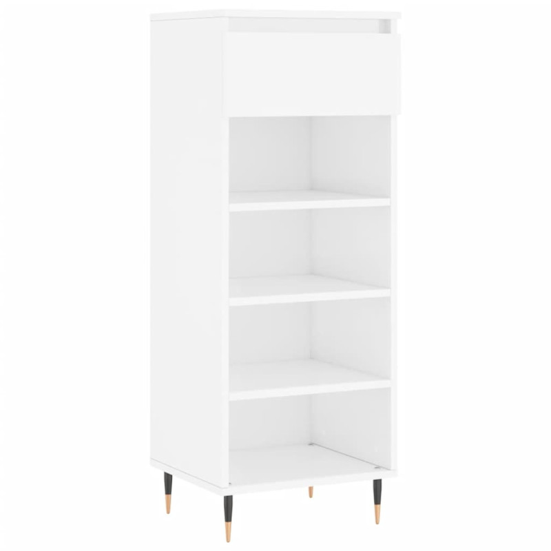 Armoire à chaussures Blanc brillant 40x36x105cm Bois ingénierie