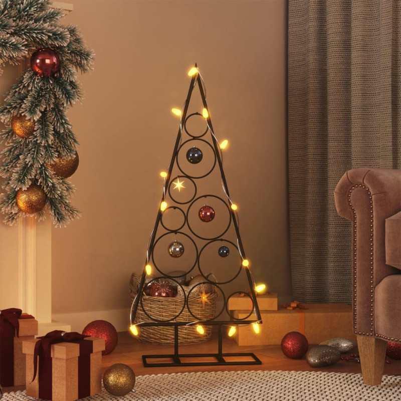 Arbre de Noël en métal pour décoration noir 90 cm