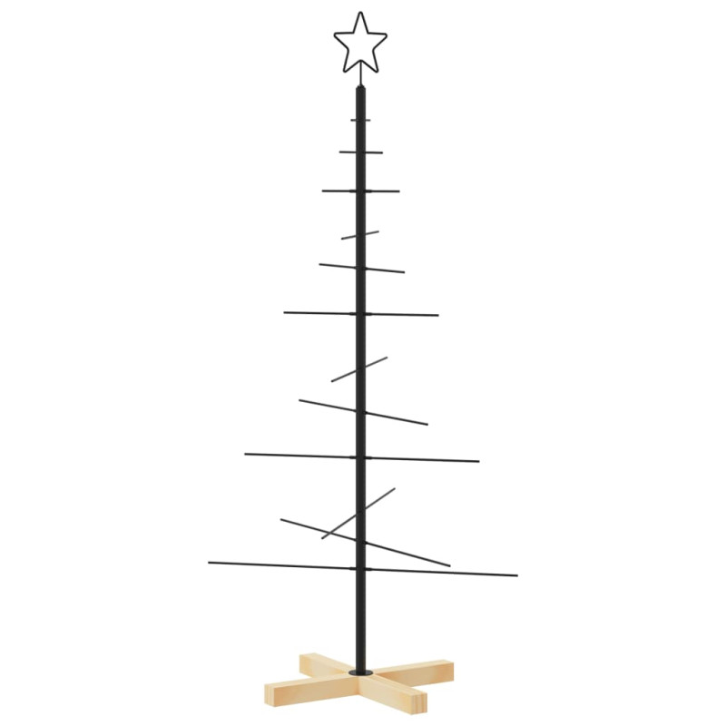 Arbre de Noël en métal avec base en bois noir 120 cm