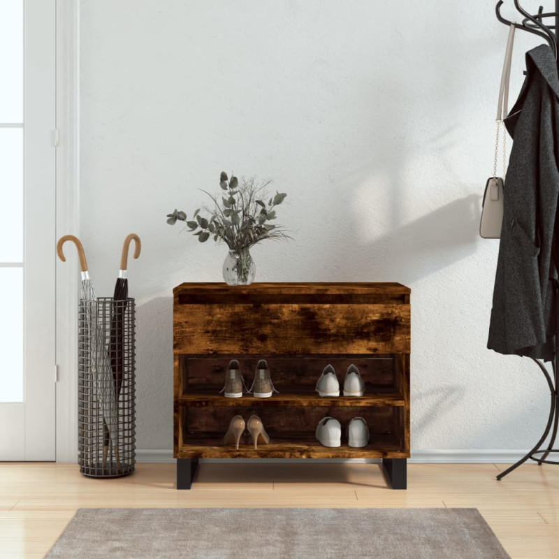 Armoire à chaussures Chêne fumé 70x36x60 cm Bois d ingénierie