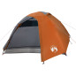 Tente de camping à dôme 4 personnes gris et orange imperméable