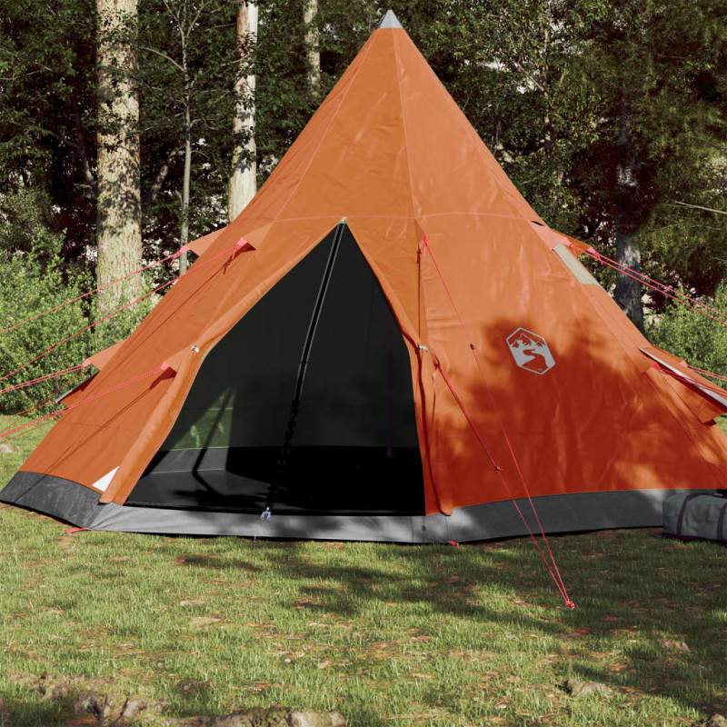 Tente de camping tipi 4 personnes orange imperméable