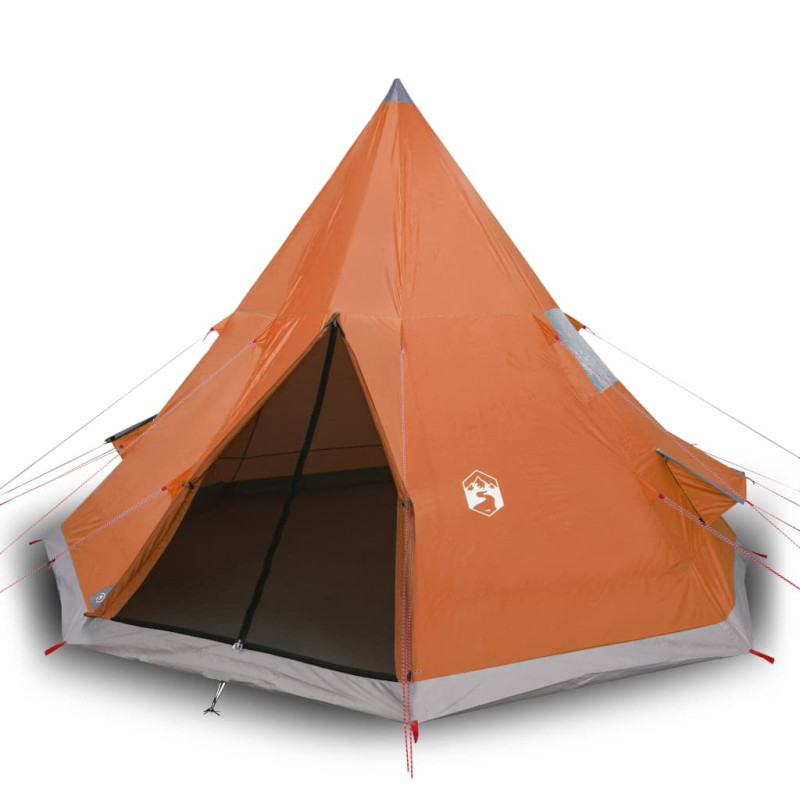 Tente de camping tipi 4 personnes orange imperméable