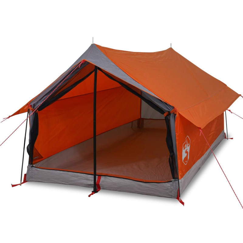 Tente de camping 2 personnes gris et orange imperméable