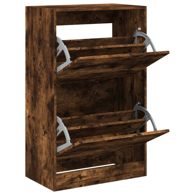 Armoire à chaussures chêne fumé 60x34x96,5 cm bois d ingénierie