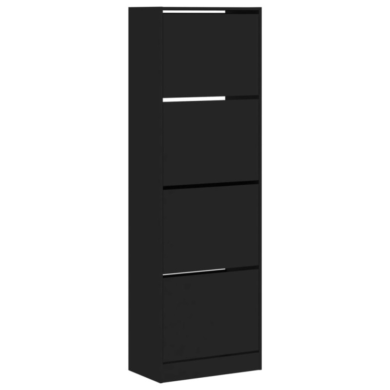 Armoire à chaussures 4 tiroirs rabattables noir 60x34x187,5 cm