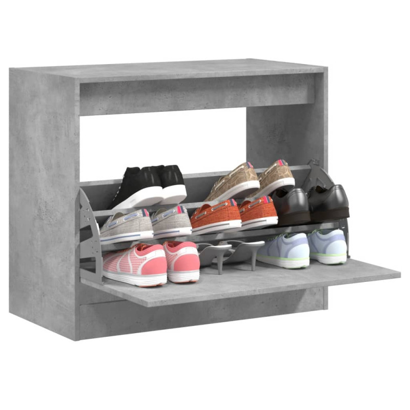 Armoire à chaussures gris béton 80x42x69 cm bois d ingénierie