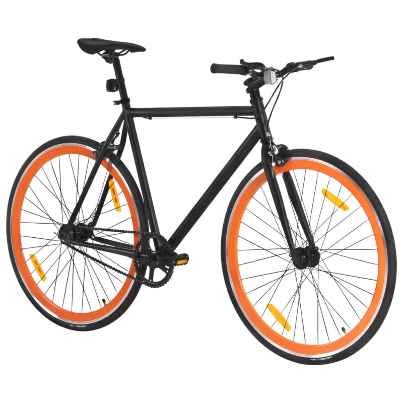 Vélo à pignon fixe noir et orange 700c 55 cm