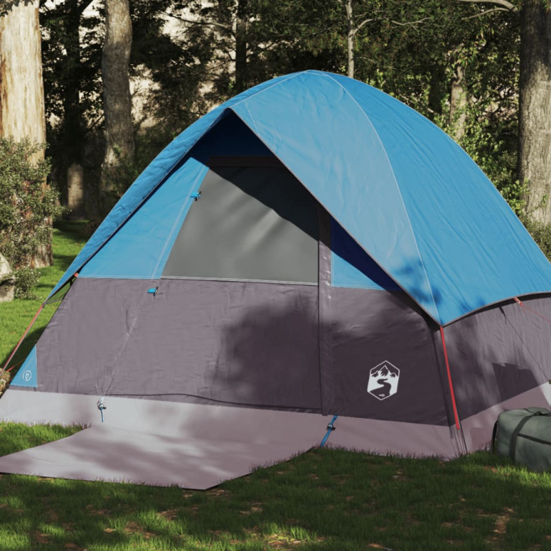 Tente de camping à dôme 4 personnes bleu imperméable