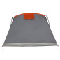 Tente familiale tunnel 8 personnes gris et orange imperméable