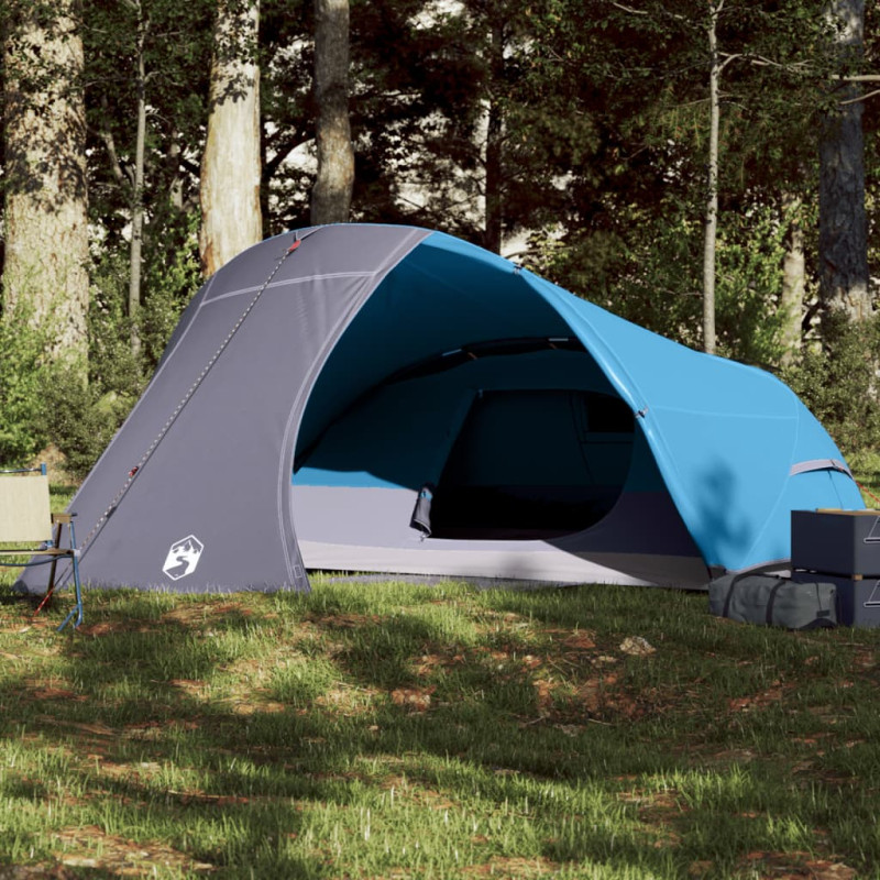 Tente de camping à dôme 4 personnes bleu imperméable