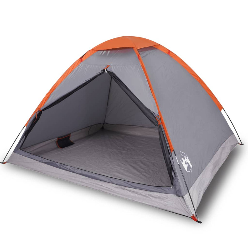 Tente de camping à dôme 2 personnes gris et orange imperméable