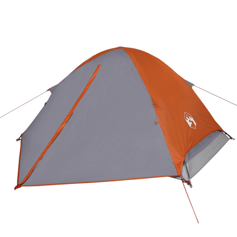 Tente de camping à dôme 2 personnes gris et orange imperméable