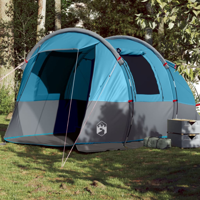 Tente de camping tunnel 4 personnes bleu imperméable