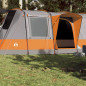 Tente de camping tunnel 4 personnes gris et orange imperméable