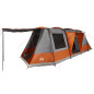 Tente de camping tunnel 4 personnes gris et orange imperméable