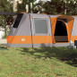 Tente de camping tunnel 4 personnes gris et orange imperméable