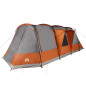 Tente de camping tunnel 4 personnes gris et orange imperméable