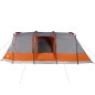 Tente de camping tunnel 4 personnes gris et orange imperméable