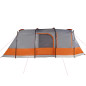 Tente de camping tunnel 4 personnes gris et orange imperméable