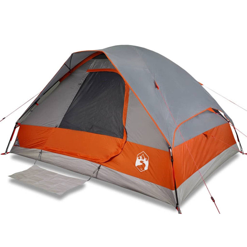 Tente de camping à dôme 2 personnes gris et orange imperméable