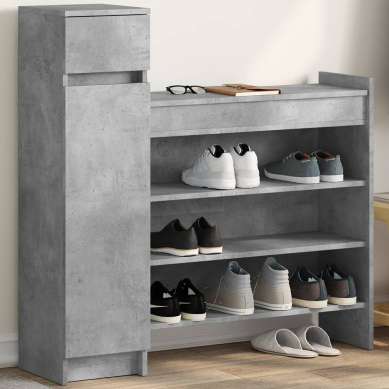 Armoire à chaussures gris béton bois d ingénierie