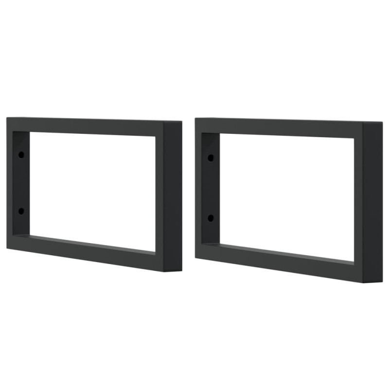 Supports d étagères pour lavabo 2 pcs noir rectangulaire acier