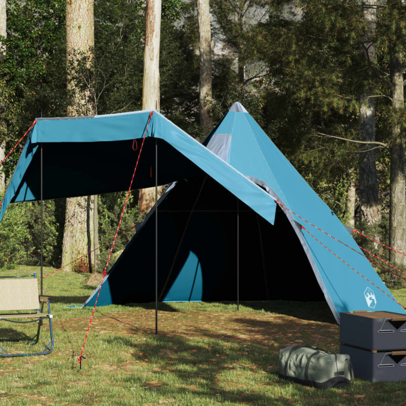 Tente de camping tipi 5 personnes bleu imperméable