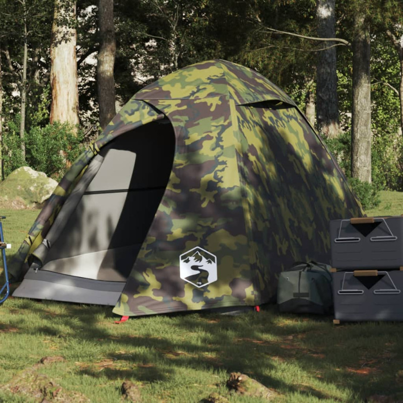 Tente de camping à dôme 2 personnes camouflage imperméable